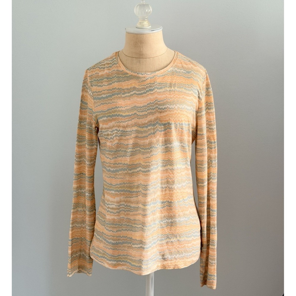 ULLA JOHNSON EVE Women's S Tee Shirt Top Long Sleeve Pastel Wave 100% Cotton